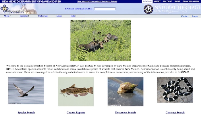 Biota Information System of New Mexico (BISON-M) website