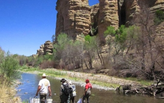  New Mexico Game and Fish department staff conducting a population survey on the Gila River.