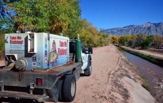 Trout are stocked every week from November through March with 2,400 going into the ponds at Tingley Beach and another 1,000 into the drains.