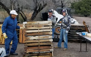 BASS club volunteers building pyramids.