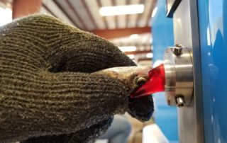 Rainbow Trout were marked with an automatic tagging machine fitted with a head mold specifically designed for the species.