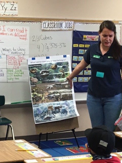 Asombro educator goes over habitat associations of different animals. (Ginny Seamster)